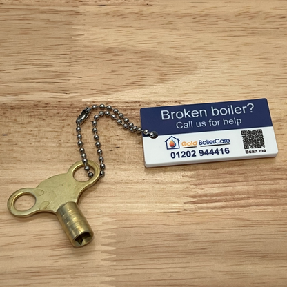 Personalised Radiator Bleed Key with tag and magnet