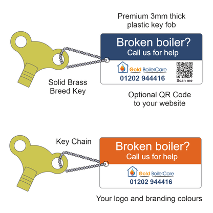 Personalised Radiator Bleed Key with tag and magnet