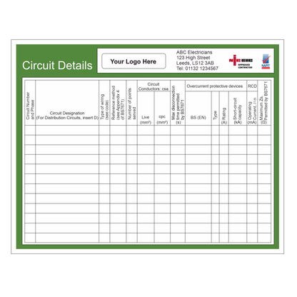 Electrical Circuit Details Panel Label