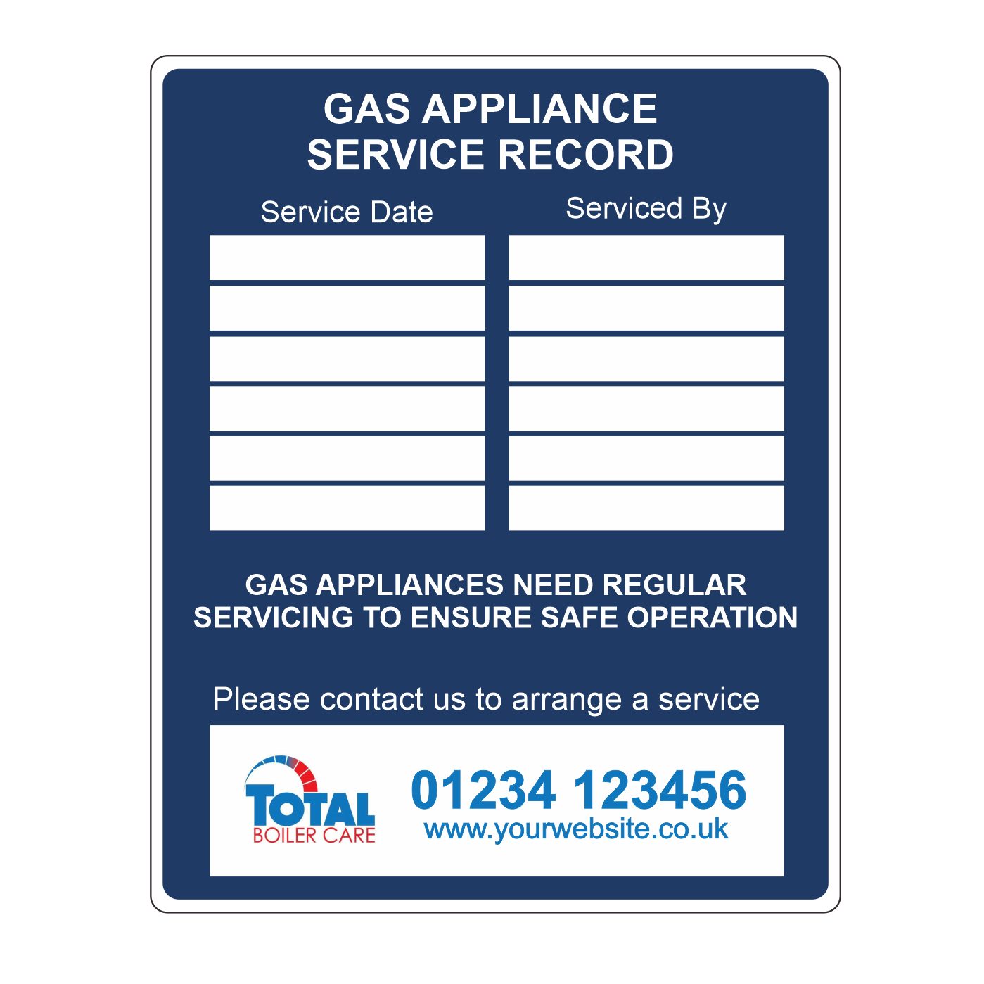 Gas Appliance Service Record