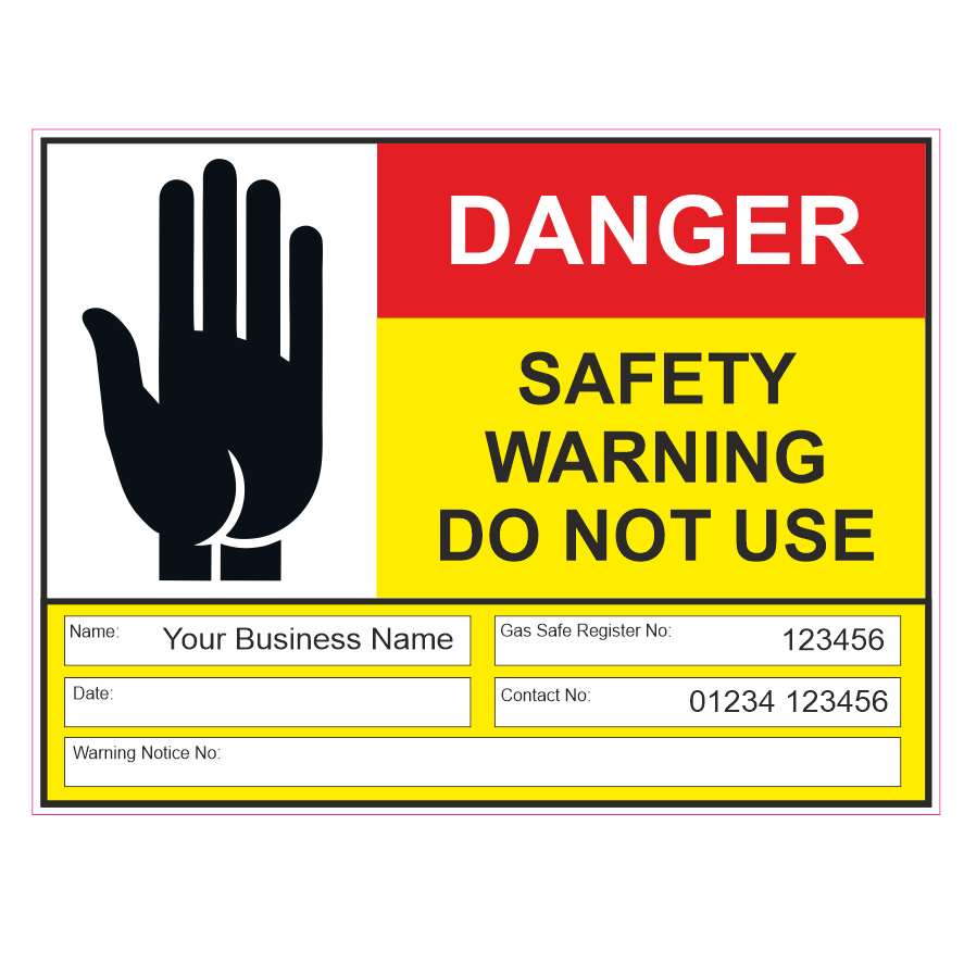 Gas Warning Notice Labels (With Personalised Details)